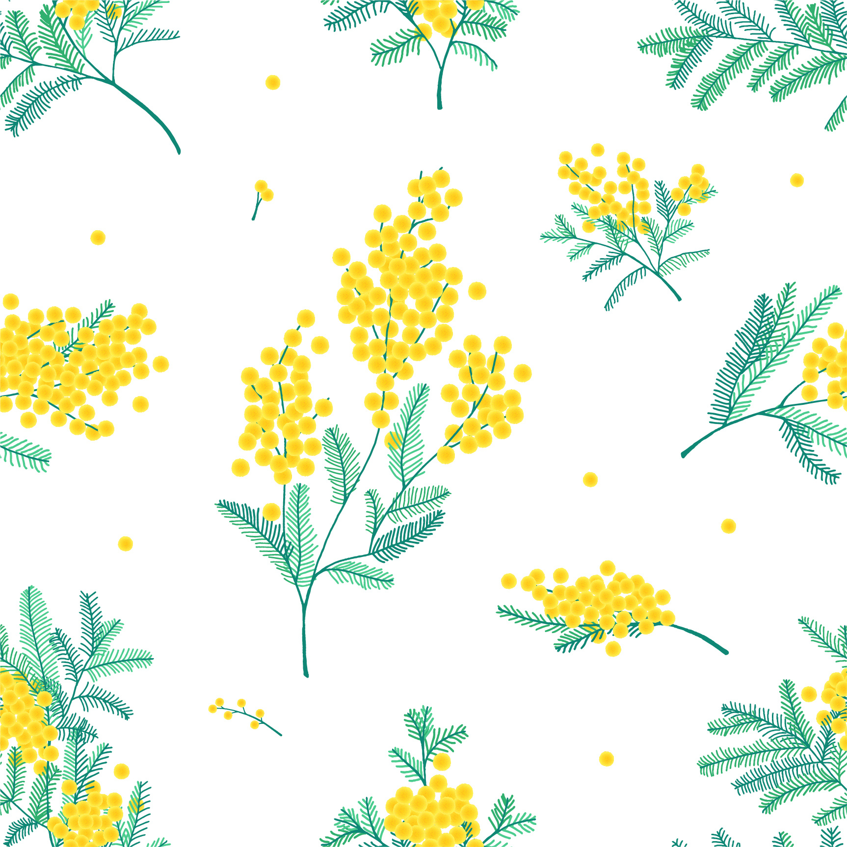 Yellow Mimosa Seamless Pattern